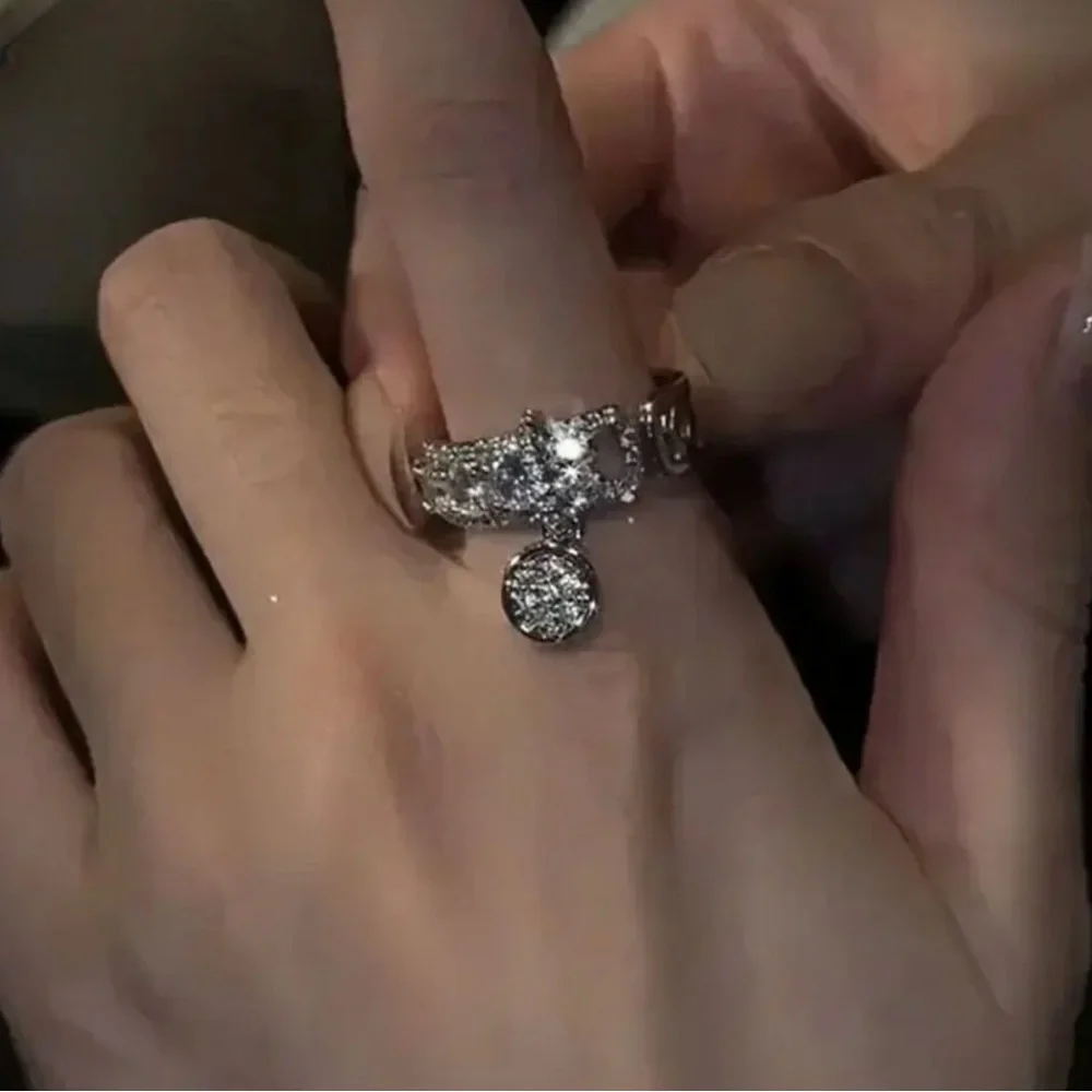 14k Silver Plated Women's Ring with Diamond Accents Size 12 - Picture 2 of 4